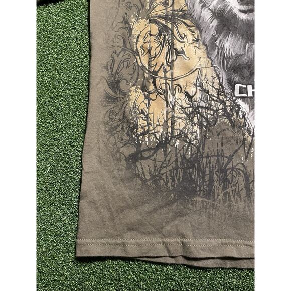 Chevy Trucks Wolf Animal Nature T Shirt Y2K Tribal Chevrolet Promo Olive Size M - Picture 5 of 11